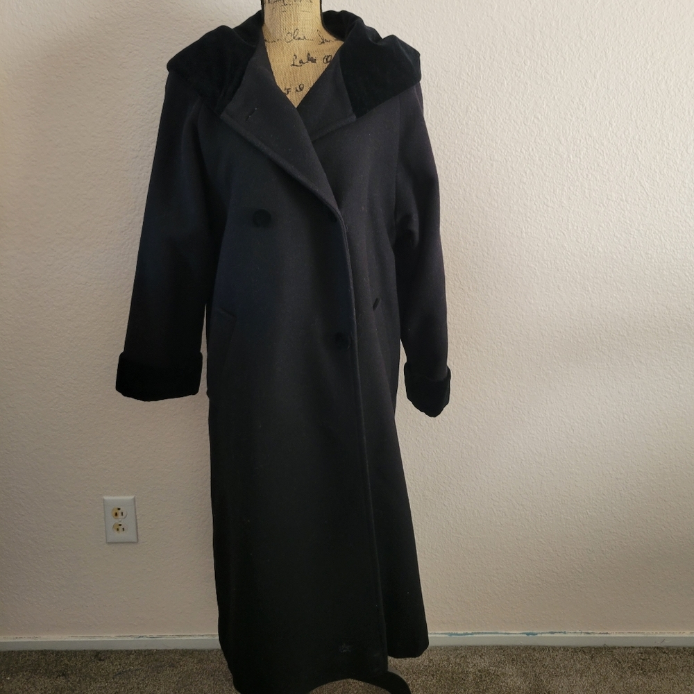 Herman Kay Long Wool Coat, Black, Size 10P